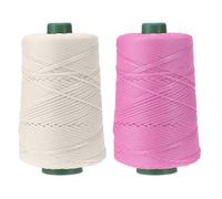 YELARXI Polyester Macrame Cord, 3mm x 219 Yards Polypropylene Macrame Cords Braided Craft Crochet Bag Rope Yarn Fit for DIY Wall Hangers Hats Purses Rug - (2 Pack, Beige/Pink)