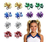 YELARXI Pom Poms Cheerleading, Cheering Elastic Hair Ties Team Spirit Fun Pompoms Costume Accessory 4" & 12 Pcs & Multicolor - Fit for (Basketball Soccer/Spirits Dance Performance)