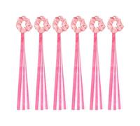 YELARXI Rainbow Dance Ribbons, Rhythm Wrist Streamers Hand Held 6 Pcs & Polyester & Pink & White - Fitting for (Christmas/Valentines/Dancing/Gymnastics/Birthday/Party)