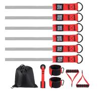 YELARXI Resistance Bands Set, 6 Level Exercise Bands for Working Out with Door Anchor/Handle/Ankle Strap/Pouch, 300LB & Red & Grey- Fitting for(Women & Men Home/Gym Train/Yoga)