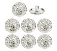 YELARXI Rhinestone Buttons, Sew on Rhinestone Button Metal Round - Fitting for (Clothing - Decoration - DIY Crafts - Sewing Accessories - Wedding) 8 Pcs & 18mm & Silver/White