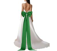 YELARXI Satin Big Bow for Wedding Dresses, Long Detachable Satin Bow Sweep Train - Fitting for (Formal Dress - Sash Belt - Wedding Accessories - Women) 59 Inch & Green