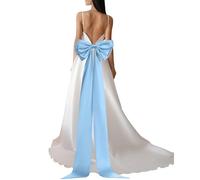 YELARXI Satin Big Bow for Wedding Dresses, Long Detachable Satin Bow Sweep Train - Fitting for (Formal Dress - Sash Belt - Wedding Accessories - Women) 59 Inch & Sky Blue