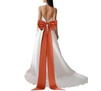 YELARXI Satin Big Bow for Wedding Dresses, Long Detachable Satin Bow Sweep Train - Fitting for (Formal Dress - Sash Belt - Wedding Accessories - Women) 59 Inch & Orange