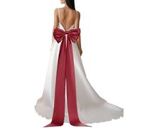 YELARXI Satin Big Bow for Wedding Dresses, Long Detachable Satin Bow Sweep Train - Fitting for (Formal Dress - Sash Belt - Wedding Accessories - Women) 59 Inch & Burgundy