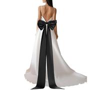 YELARXI Satin Big Bow for Wedding Dresses, Long Detachable Satin Bow Sweep Train - Fitting for (Formal Dress - Sash Belt - Wedding Accessories - Women) 59 Inch & Black