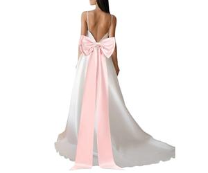 YELARXI Satin Big Bow for Wedding Dresses, Long Detachable Satin Bow Sweep Train - Fitting for (Formal Dress - Sash Belt - Wedding Accessories - Women) 59 Inch & Pink