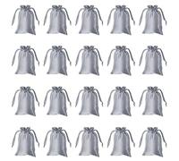 YELARXI Satin Jewelry Bags with Drawstrings, Silk Earring Gift Bags Wedding Favor Pouch 4 x 6 Inch Fit for Candy Christmas Party Graduation Birthday Easter - (20 Pack, Black/Silver)