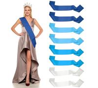 YELARXI Satin Sash, Blank Sash Pageant 8 Pack & Light Blue/Lake Blue/Sapphire Blue/White