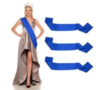 YELARXI Satin Sash, Blank Sash, Pageant Ribbon - Fitting for (Beauty Pageant/Party/Wedding/Birthday/DIY Decorations) 3 Pack & Sapphire Blue