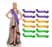 YELARXI Satin Sash, Blank Sash, Pageant Ribbon - Fitting for (Beauty Pageant/Party/Wedding/Birthday/DIY Decorations) 12 Pack & Gold/Purple/Green