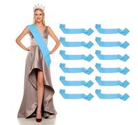 YELARXI Satin Sash, Blank Sash, Pageant Ribbon - Fitting for (Beauty Pageant/Party/Wedding/Birthday/DIY Decorations) 12 Pack & Light Blue