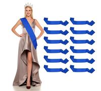 YELARXI Satin Sash, Blank Sash, Pageant Ribbon - Fitting for (Beauty Pageant/Party/Wedding/Birthday/DIY Decorations) 12 Pack & Sapphire Blue