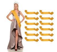 YELARXI Satin Sash, Blank Sash, Pageant Ribbon - Fitting for (Beauty Pageant/Party/Wedding/Birthday/DIY Decorations) 12 Pack & Gold