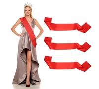 YELARXI Satin Sash, Blank Sash, Pageant Ribbon - Fitting for (Beauty Pageant/Party/Wedding/Birthday/DIY Decorations) 3 Pack & Red