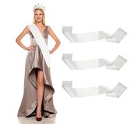 YELARXI Satin Sash, Blank Sash, Pageant Ribbon - Fitting for (Beauty Pageant/Party/Wedding/Birthday/DIY Decorations) 3 Pack & White