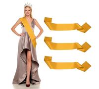 YELARXI Satin Sash, Blank Sash, Pageant Ribbon - Fitting for (Beauty Pageant/Party/Wedding/Birthday/DIY Decorations) 3 Pack & Gold