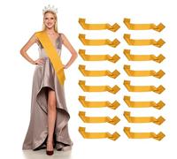 YELARXI Satin Sash, Blank Sash Pageant Ribbon for Party Wedding 16 Pack & Gold