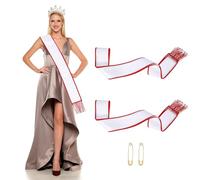 YELARXI Satin Sash with Tassels, Blank Sash, Pageant Ribbon - Fitting for (Beauty Pageant/Party/Wedding/Birthday/DIY Decorations) 2 Pack & Red