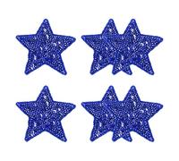 YELARXI Sequin Star Iron on Patches Embroidered Sew Sequin Glitter Patch Appliques, 2.6"x2.6" Fit for DIY Shoes Hats Backpacks Clothing Repair - (6 Pack, Dark Blue)