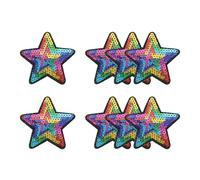 YELARXI Sequin Star Iron on Patches Embroidered Sew Sequin Glitter Patch Appliques, 2.8"x2.8" Fit for DIY Shoes Hats Backpacks Clothing Repair - (8 Pack, Colorful)