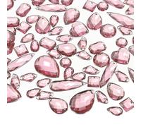 YELARXI Sew on Rhinestones Flatback Crystal Acrylic Gems Diamante, Fit for DIY Crafts Dress Clothes Shoes Bag Decorations - Mixed Shape (200Pcs, Pink)