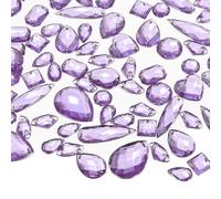 YELARXI Sew on Rhinestones Flatback Crystal Acrylic Gems Diamante, Fit for DIY Crafts Dress Clothes Shoes Bag Decorations - Mixed Shape (200Pcs, Purple)