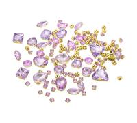 YELARXI Sew on Rhinestones Metal Base Crystal Glass Gems, 0.19-0.75 Inch Fit for Jewelry Clothes Costume Shoes Dress Garments Crafts - Mixed Shapes (130 Pieces, Crystal Purple)