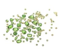 YELARXI Sew on Rhinestones Metal Base Crystal Glass Gems, 0.19-0.75 Inch Fit for Jewelry Clothes Costume Shoes Dress Garments Crafts - Mixed Shapes (130 Pieces, Light Green)