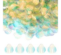 YELARXI Shell Glitter, Sea Shell Flakes Confetti Beach Seashell Shape Loose Sequins - Fitting for (DIY Craft Sewing Art Nail Embellishments Party Decoration) 0.6" & 1080Pcs & Light Green