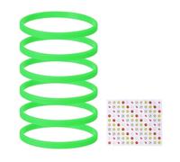 YELARXI Silicone Bracelets, Dia 14-19cm Solid Color Rubber Wristbands, Blank Stretch Band with Sport Stickers 6 Pcs & Grass Green -Fitting For(Basketball/Men/Women/Party/Sports Train)