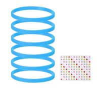 YELARXI Silicone Bracelets, Dia 14-19cm Solid Color Rubber Wristbands, Blank Stretch Bands with Sports Stickers 6 Pcs & Sky Blue -Fitting For(Basketball/Men/Women/Party/Sports Train)