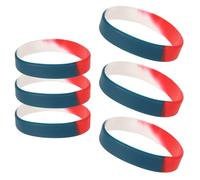 YELARXI Silicone Wrist Bands, Color Pattern Rubber Bracelets Waterproof ID Bracelet Stretch Wristband 6 Pcs &20cm& Red/Blue/White - for (Men/Women/Events/Party/Gifts/Teen Games)