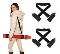 YELARXI Ski Strap, Adjustable Nylon Ski Pole Carrier Shoulder Straps Hook and Loop with EVA Pad 2Pcs & Black & White & 45.7" - Fitting for (Winter Outdoor/Mountain/Downhill Skiing)