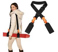 YELARXI Ski Strap, Adjustable Nylon Ski Pole Carrier Shoulder Straps Hook and Loop with EVA Pad Black & Orange & 61.8" - Fitting for (Winter Outdoor/Mountain/Downhill Skiing)