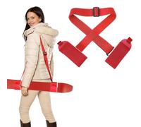 YELARXI Ski Strap, Adjustable Nylon Ski Pole Carrier Shoulder Straps Hook and Loop with EVA Pad Red & White & 45.7" - Fitting for (Winter Outdoor/Mountain/Downhill Skiing)