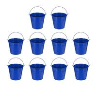 YELARXI Small Metal Buckets, Mini Buckets with Handle Galvanized Colored Tin Pail Containers Basket Party Supplies - Fit for (Halloween - Classroom Crafts) 6" & 10Pcs & Dark Blue