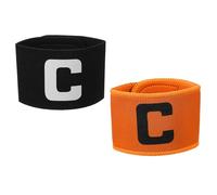 YELARXI Soccer Captain, Soccer Captain Armband Elastic Adjustable Leader Armband Team Sport Protective Arm Badge Band for Adult Youth Soccer Volleyball Team Training (2 Pack, Black/Orange)