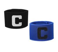 YELARXI Soccer Captain, Soccer Captain Armbands Elastic Adjustable Leader Armband Team Sport Protective Arm Badge Band for Adult Youth Soccer Volleyball Team Training (2 Pack, Blue/Black)