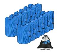 YELARXI Soccer Pennies, Team Sport Practice Jersey, Soccer Pinnies Scrimmage Vest with Elastic Bands Drawstring Bag 24.8"x16.9" & 12 Pcs & Dark Blue -Fitting for (Adult/Basketball/Sport)
