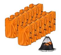 YELARXI Soccer Pennies, Team Sport Practice Jersey, Soccer Pinnies Scrimmage Vest with Elastic Bands Drawstring Bag 22"x14.2" & 12 Pcs & Orange Red -Fitting for (Adult/Basketball/Sport)
