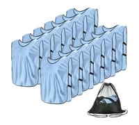 YELARXI Soccer Pennies, Team Sport Practice Jersey, Soccer Pinnies Scrimmage Vest with Elastic Bands Drawstring Bag 17.7"x11" & 12 Pcs & Sky Blue -Fitting for (Adult/Basketball/Sport)
