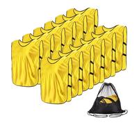 YELARXI Soccer Pennies, Team Sport Practice Jersey, Soccer Pinnies Scrimmage Vest with Elastic Bands Drawstring Bag 27.6"x18.5" & 12Pcs & Golden Yellow Fitting for (Adult/Basketball/Sport)