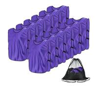 YELARXI Soccer Pennies, Team Sport Practice Jersey, Soccer Pinnies Scrimmage Vest with Elastic Bands Drawstring Bag 17.7"x11" & 12 Pcs & Purple -Fitting for (Adult/Basketball/Sport)