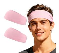 YELARXI Sport Headbands for Men, Workout Headbands Stretchy Sweatband Absorbent Head Bands 2 Pcs & Light Pale Pink - Fitting For(Men Women/Yoga/Sports/Running/Fitness/Cycling)