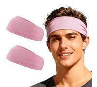 YELARXI Sport Headbands for Men, Workout Headbands Stretchy Sweatband Absorbent Head Bands 2 Pcs & Lotus Pink - Fitting For(Men Women/Yoga/Sports/Running/Fitness/Cycling)