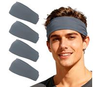 YELARXI Sport Headbands for Men, Workout Headbands Stretchy Sweatband Absorbent Head Bands 6 Pcs & Charcoal Gray - Fitting For(Men Women/Yoga/Sports/Running/Fitness/Cycling)