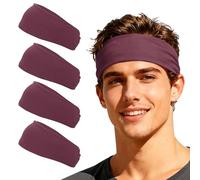 YELARXI Sport Headbands for Men, Workout Headbands Stretchy Sweatband Absorbent Head Bands 6 Pcs & Maroon - Fitting For(Men Women/Yoga/Sports/Running/Fitness/Cycling)