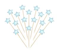 YELARXI Star Cupcake Toppers Glitter Star Cake Toppers Mini Cupcake Picks, Fit for Wedding Engagement Birthday Party Cake Decorations (50 Pack, Light Blue)