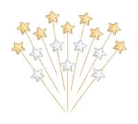 YELARXI Star Cupcake Toppers Glitter Star Cake Toppers Mini Cupcake Picks, Fit for Wedding Engagement Birthday Party Cake Decorations (30 Pack, Gold/Silver)